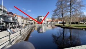 Large screen for advertising at Sandwalls place in Borås